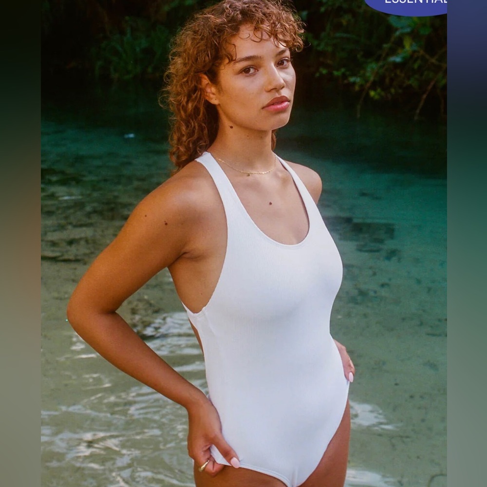 Andie Swim The Tulum One Piece Ribbed/White/Size S/NWT